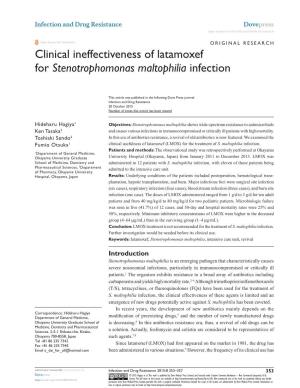 Clinical Ineffectiveness of Latamoxef for Stenotrophomonas Maltophilia Infection