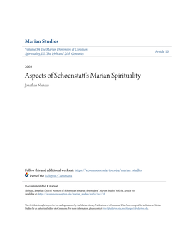Aspects of Schoenstatt's Marian Spirituality Jonathan Niehaus