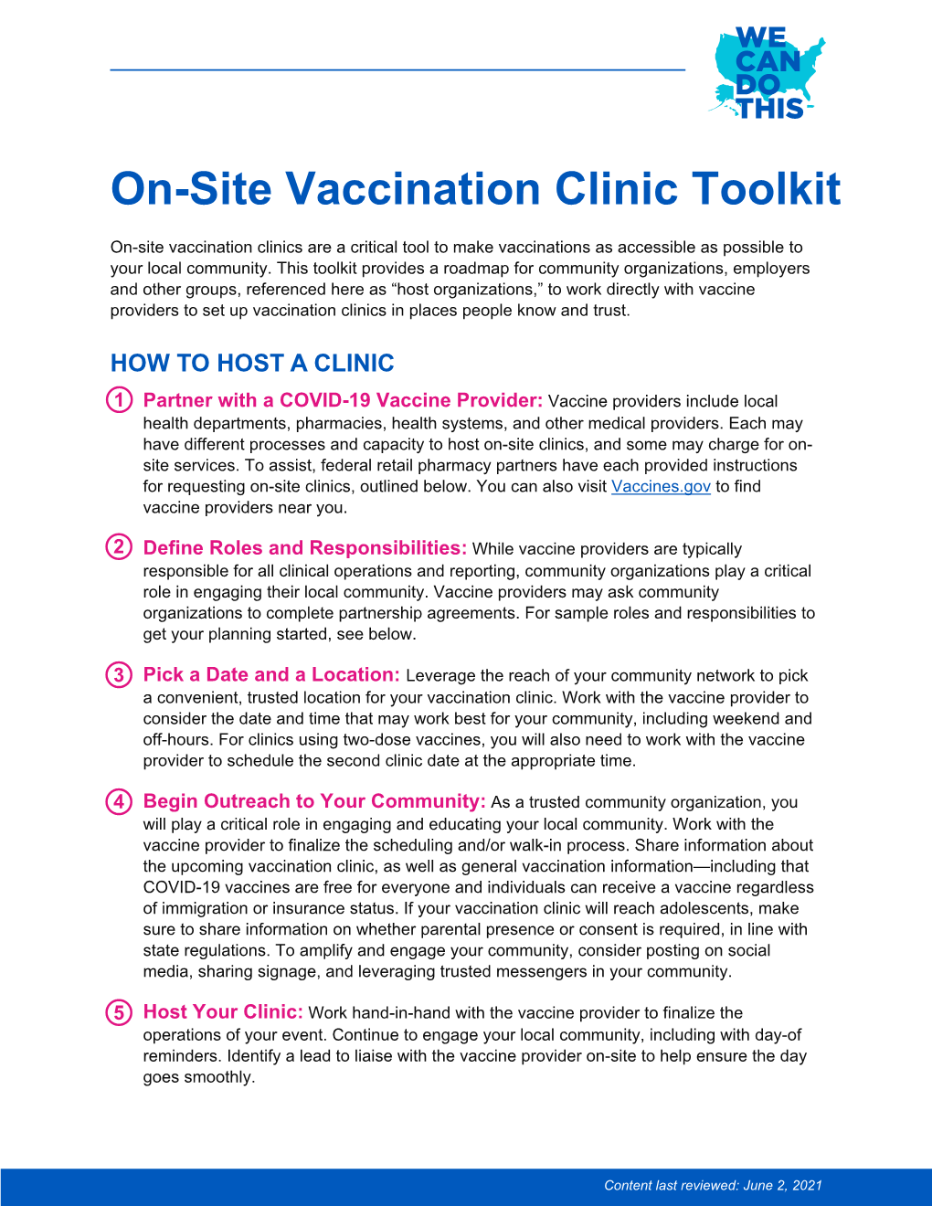 On-Site Vaccination Clinics Toolkit