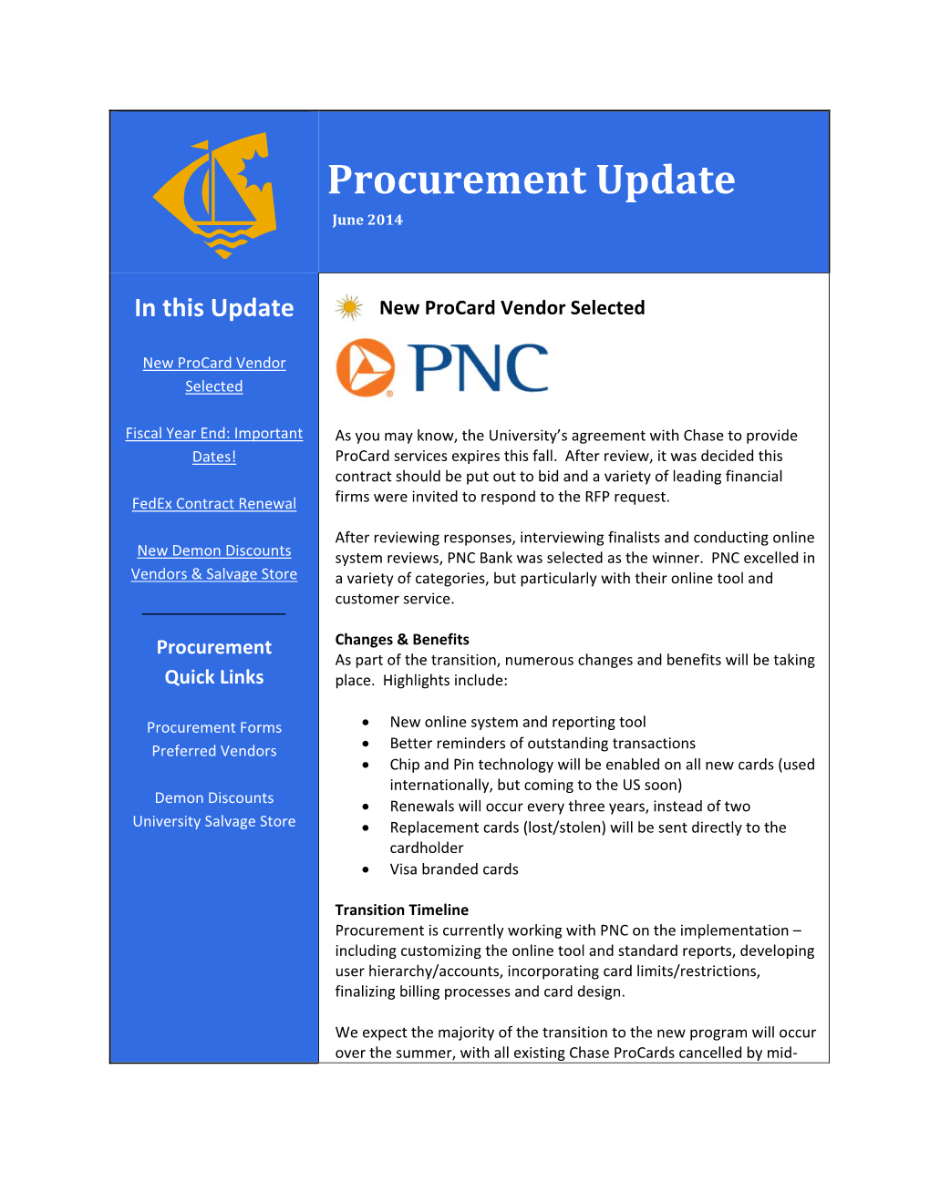 Procurement Update June 2014