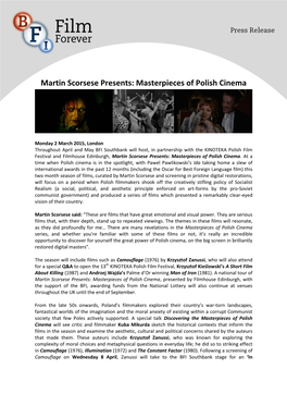 Martin Scorsese Presents: Masterpieces of Polish Cinema