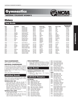 2006 NCAA Women's Gymnastics Championship Tournament Records