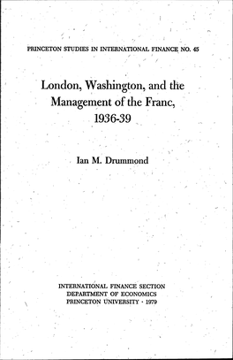 London, Washington, and the Management of the Franc, 1936-39
