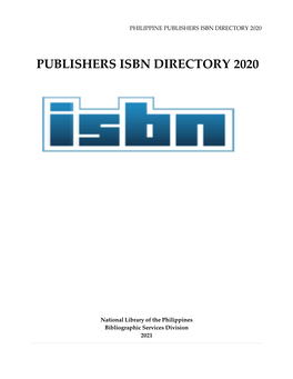 Publishers Isbn Directory 2020