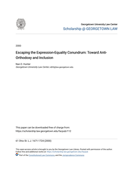 Escaping the Expression-Equality Conundrum: Toward Anti- Orthodoxy and Inclusion