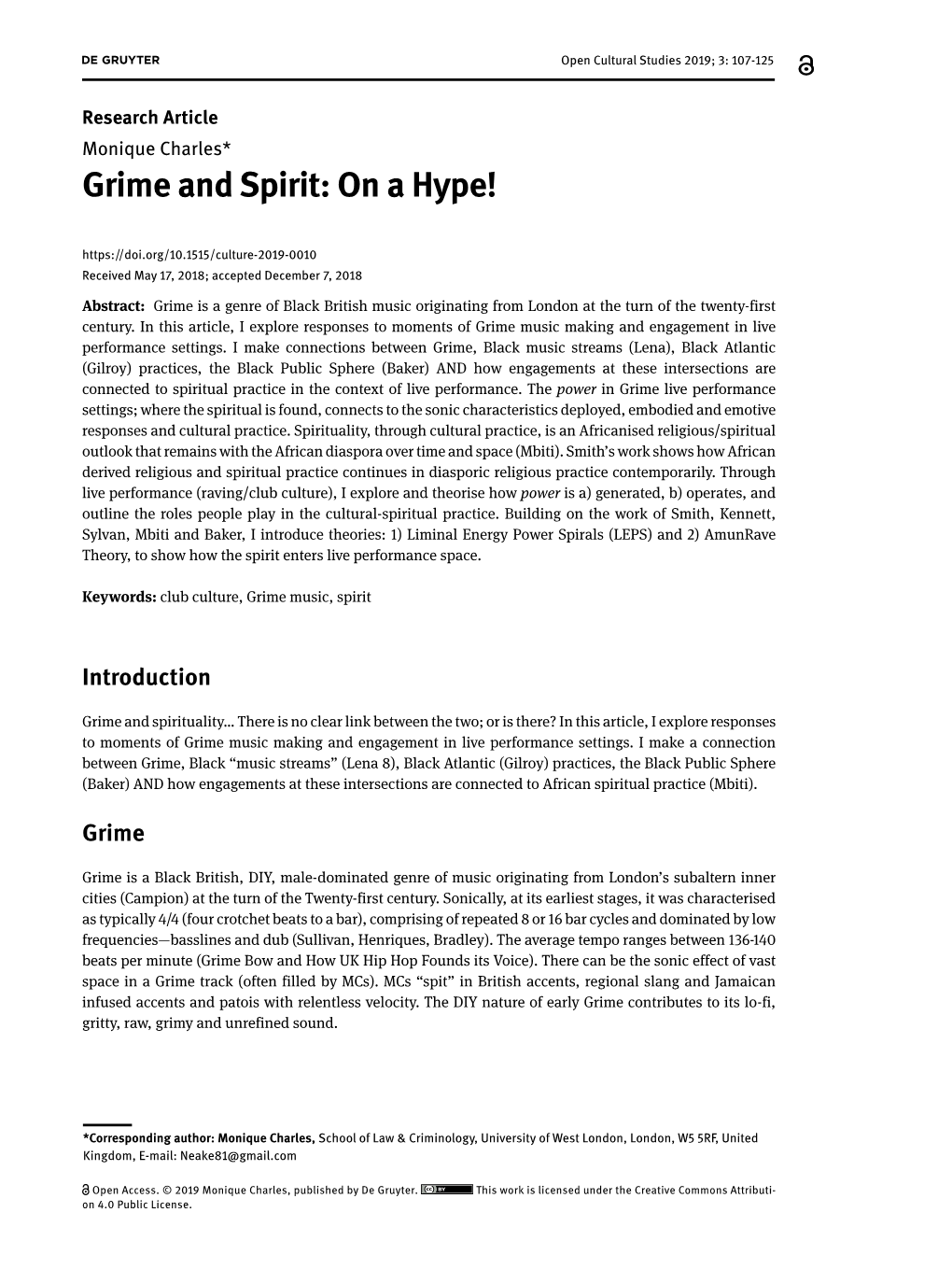 Grime and Spirit: on a Hype!