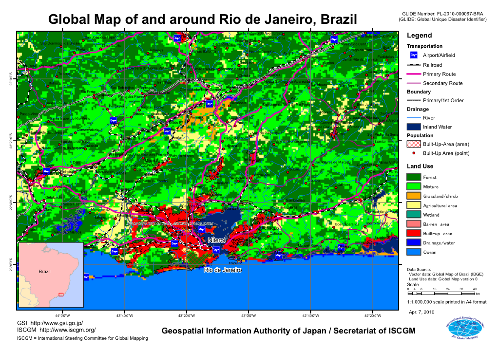 Global Map of and Around Rio De Janeiro, Brazil