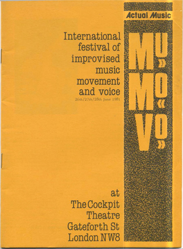 International Festival of Improvised Music Movement and Voice at The
