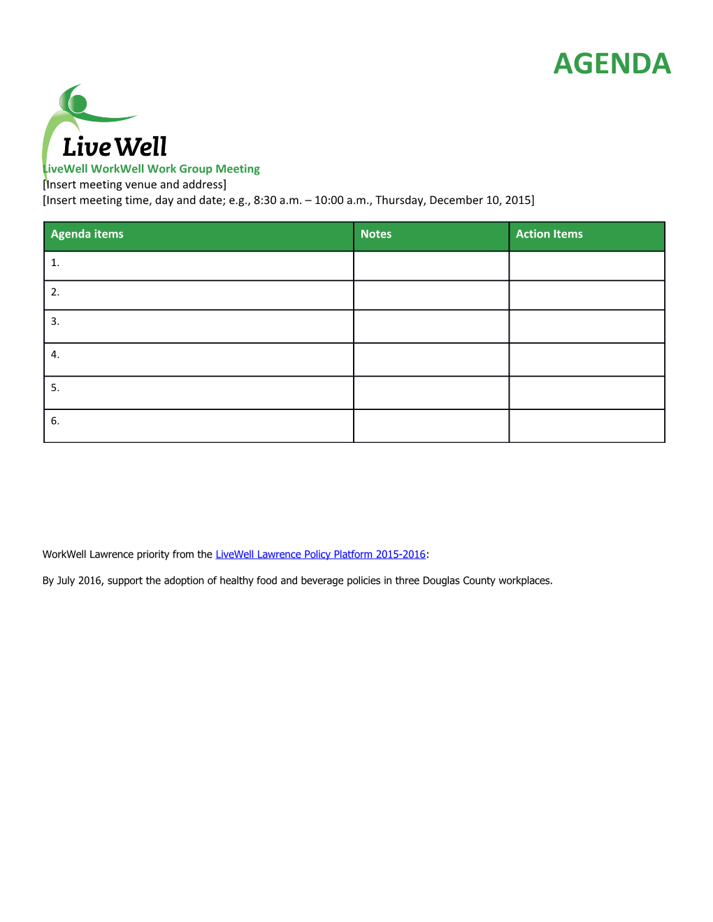 Livewell Workwell Work Group Meeting