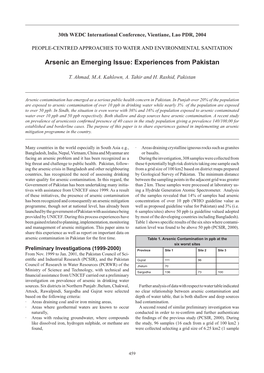 Arsenic an Emerging Issue: Experiences from Pakistan