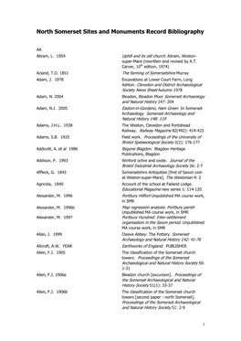 North Somerset Sites and Monuments Record Bibliography