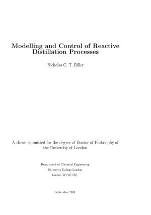 Modelling and Control of Reactive Distillation Processes
