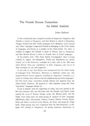 The Finnish Korean Connection: an Initial Analysis