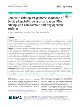 Complete Chloroplast Genome Sequence of Betula Platyphylla
