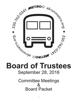 Board of Trustees September 28, 2016 Committee Meetings & Board Packet