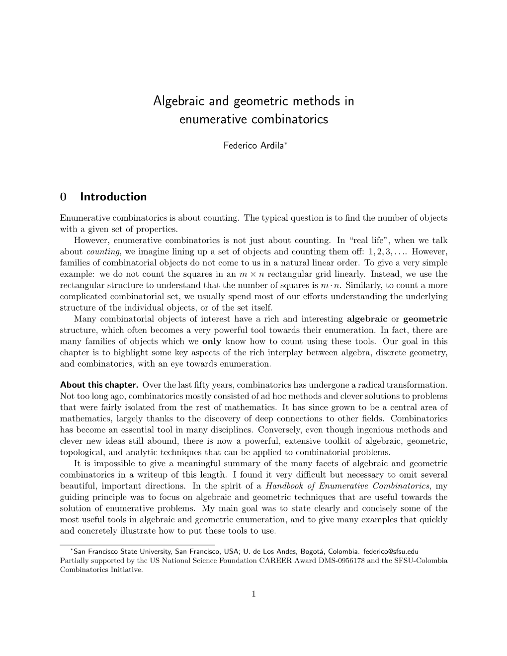 Algebraic and Geometric Methods in Enumerative Combinatorics