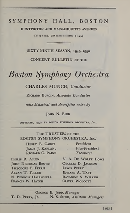 Boston Symphony Orchestra Concert Programs, Season 69, 1949