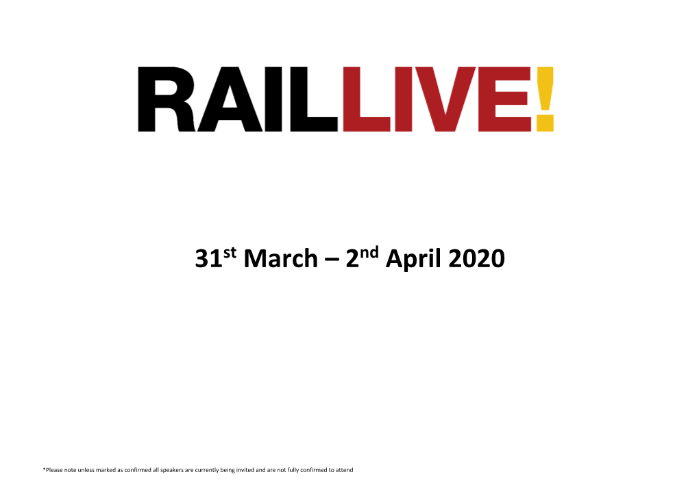 31 March – 2 April 2020