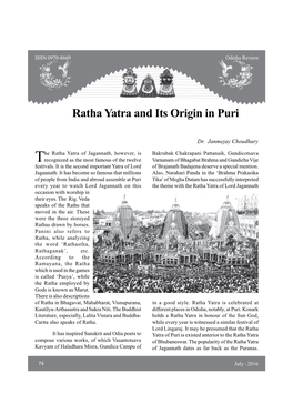 Ratha Yatra and Its Origin in Puri