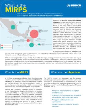 Mirpscomprehensive Regional Protection & Solutions Framework to Address Forced Displacement in Central America and Mexico
