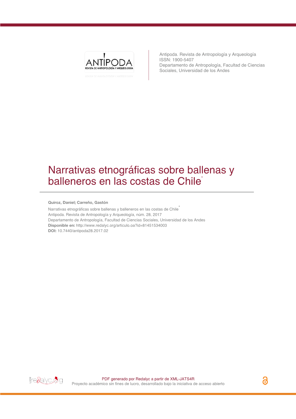 Narrativas Etnográficas Sobre Ballenas Y Balleneros En Las Costas De Chile*