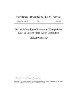 On the Public-Law Character of Competition Law: a Lesson from Asian Capitalism
