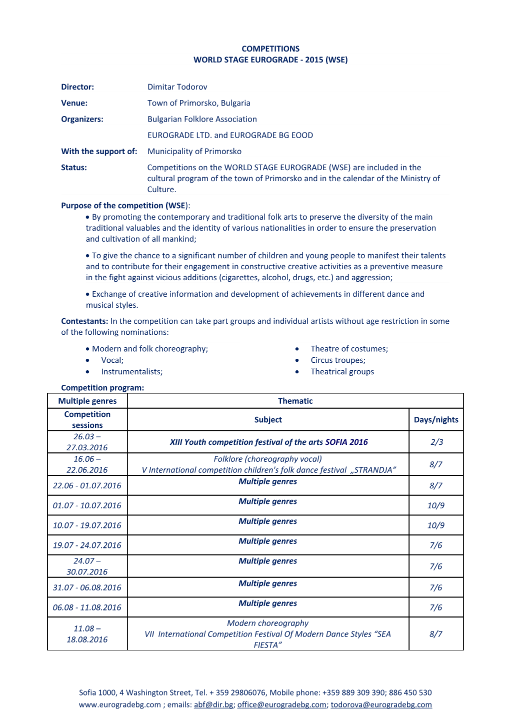 World Stage Eurograde - 2015 (Wse)