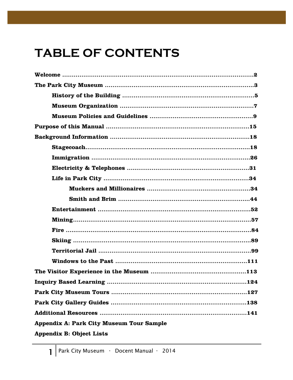 Table of Contents