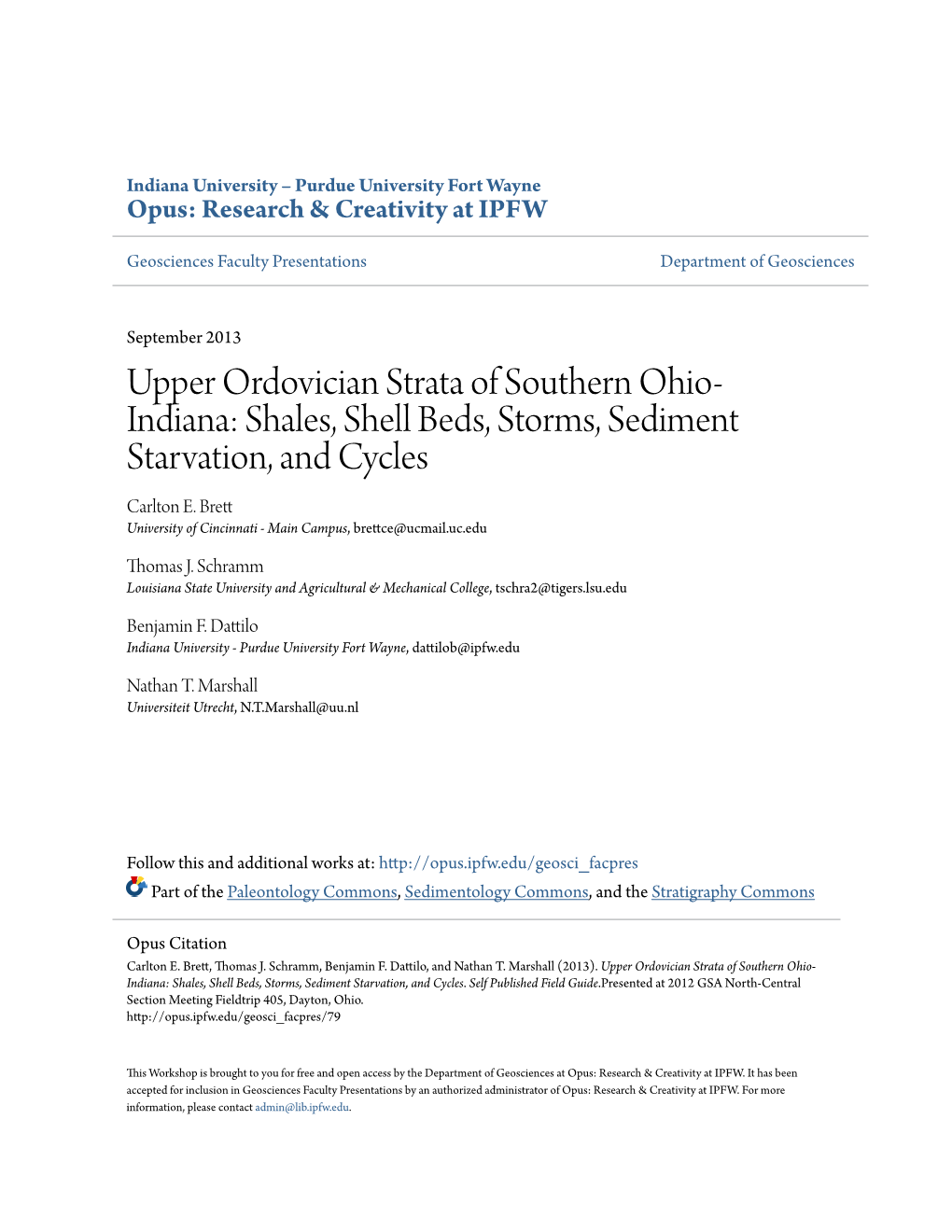 Upper Ordovician Strata of Southern Ohio-Indiana: Shales, Shell Beds, Storms, Sediment Starvation, and Cycles