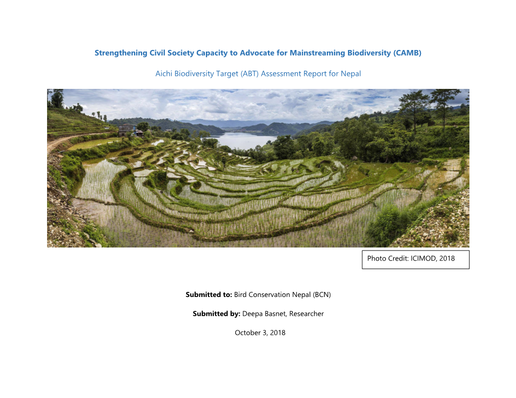 (CAMB) Aichi Biodiversity Target (ABT) Assessment Report for Nepal
