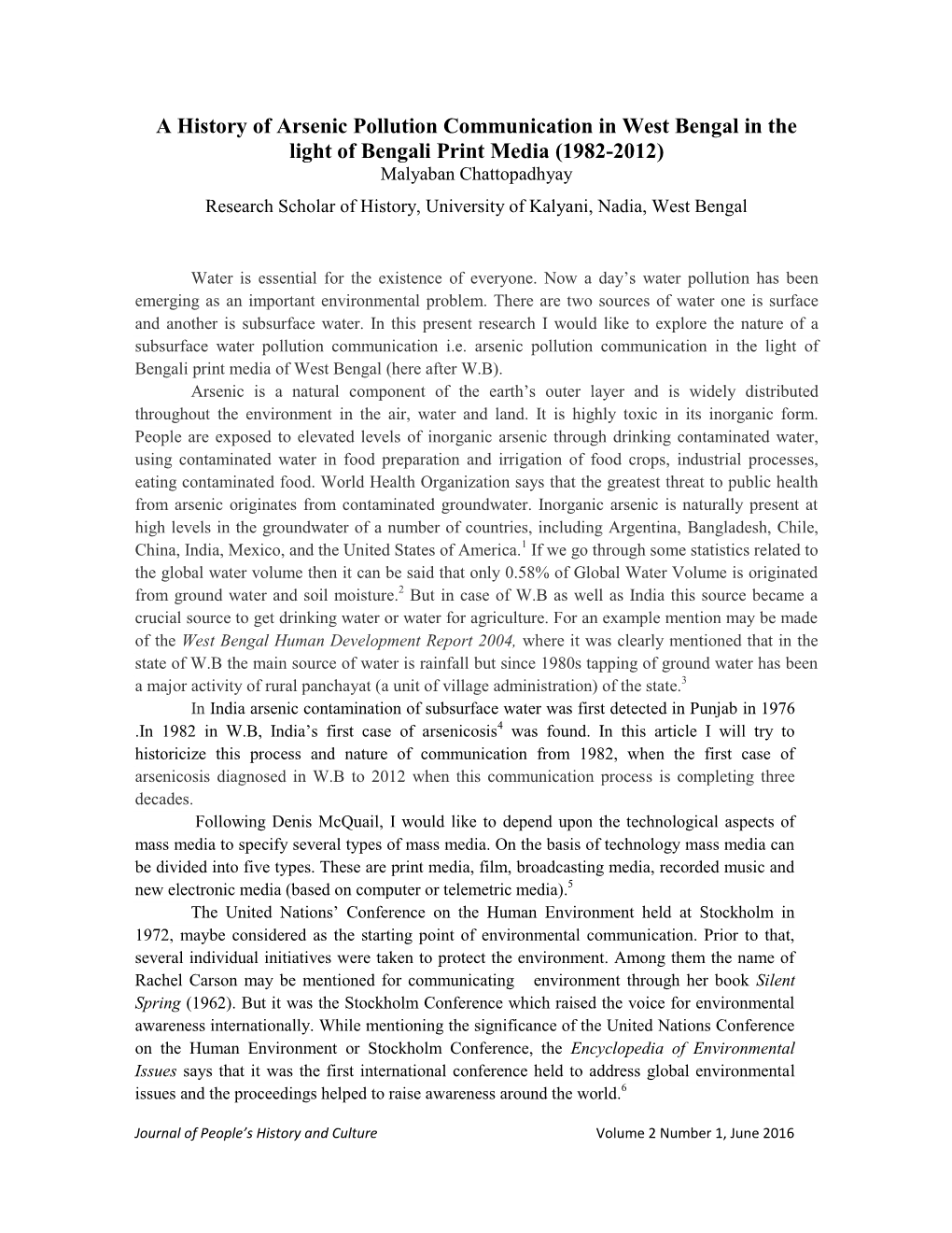 A History of Arsenic Pollution Communication in West Bengal In