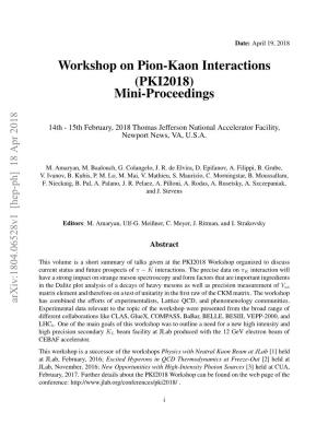 Workshop on Pion-Kaon Interactions (PKI2018) Mini-Proceedings