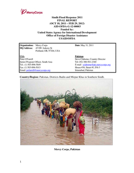 1 Sindh Flood Response 2011 FINAL REPORT