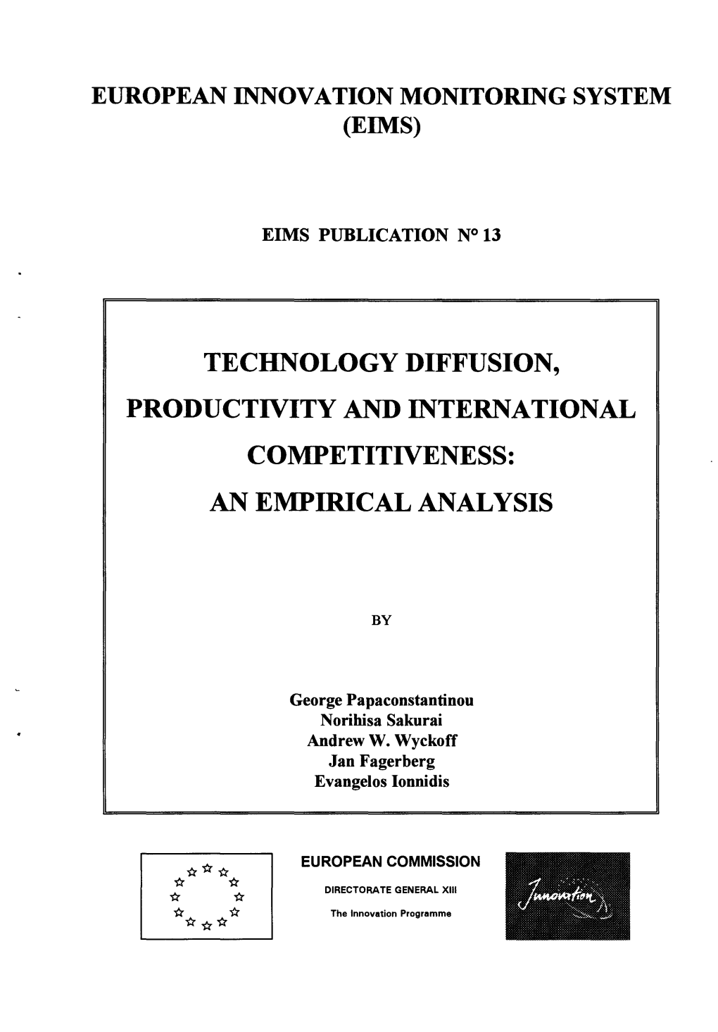 Technology Diffusion, Productivity and International Competitiveness: an Empirical Analysis