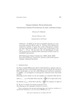 Characterising Weak-Operator Continuous Linear Functionals on B