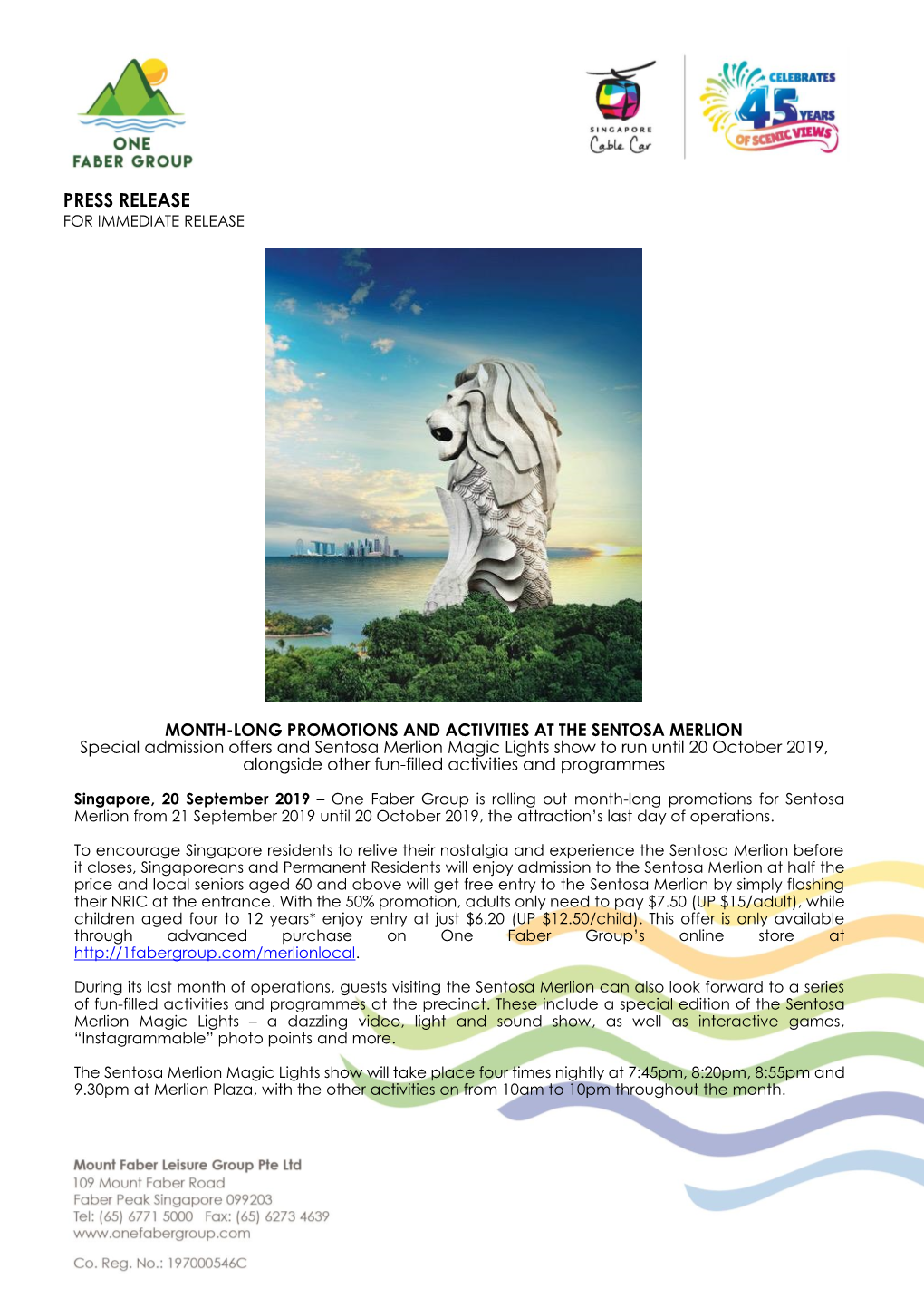 Month-Long Promotions and Activities at the Sentosa Merlion