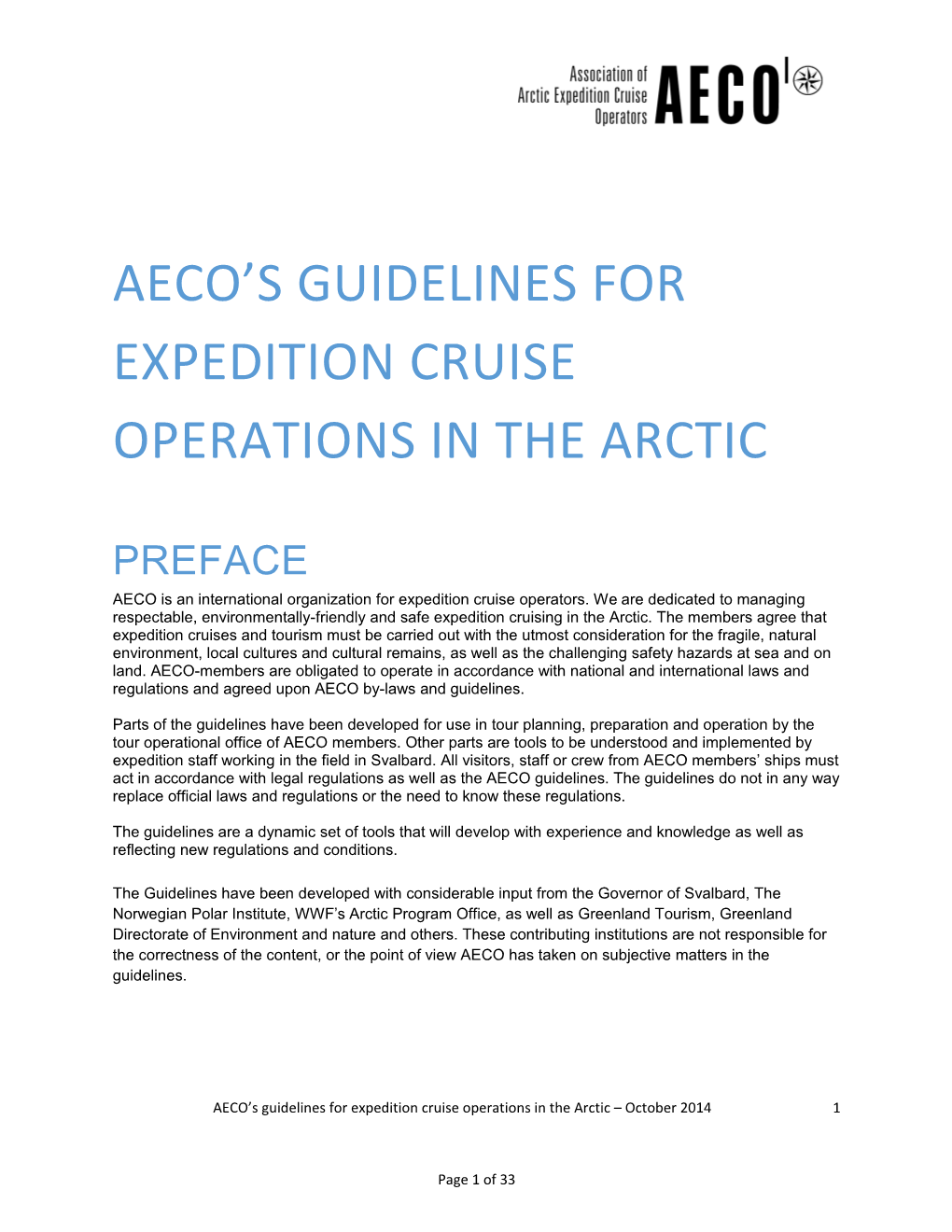Association of Arctic Expedition Cruise Operators Bylaws