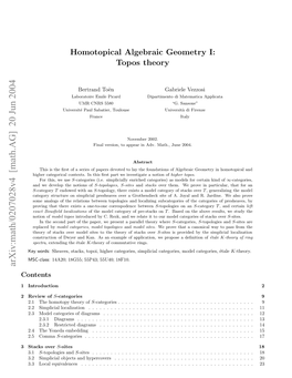 Homotopical Algebraic Geometry I: Topos Theory