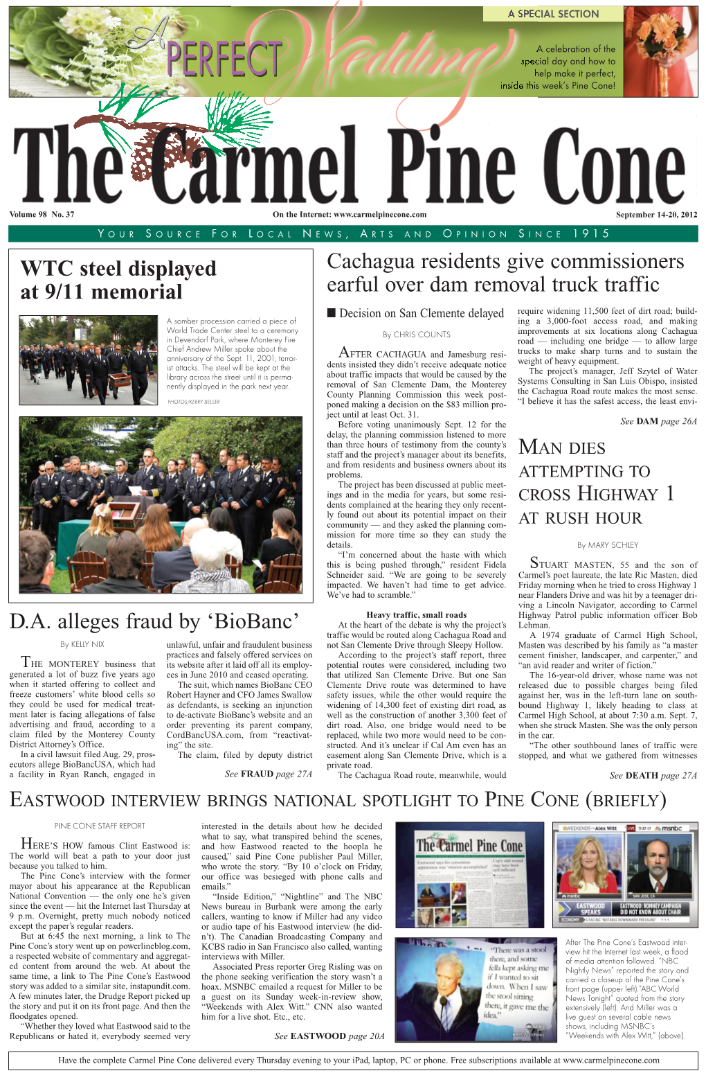 Carmel Pine Cone, September 14, 2012 (Main News)
