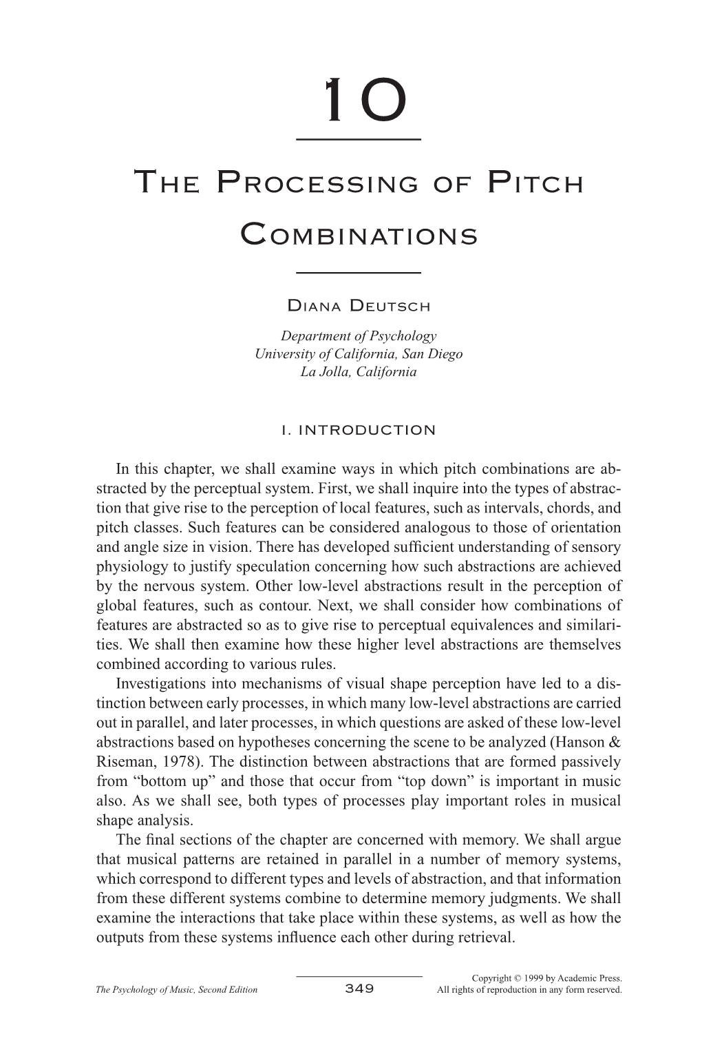 The Processing of Pitch Combinations