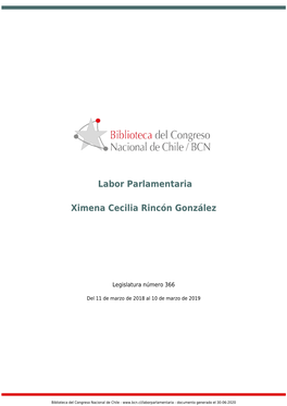 Labor Parlamentaria Ximena Cecilia Rincón González