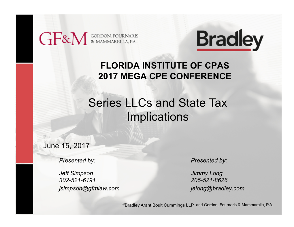 Series Llcs and State Tax Implications