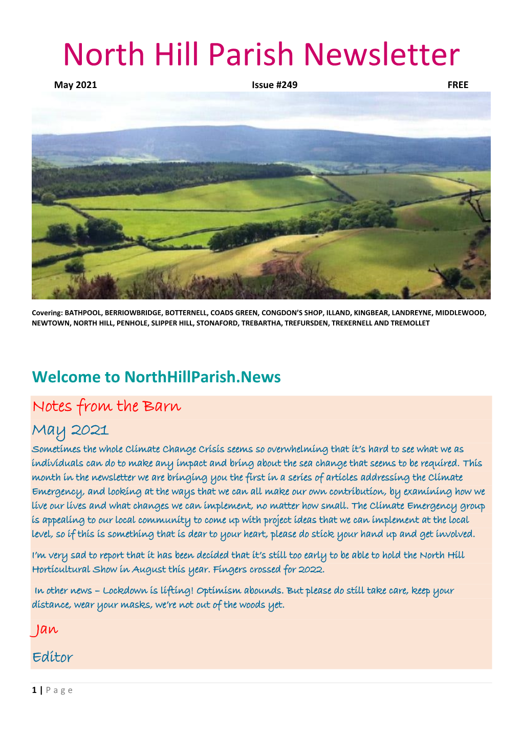 North Hill Parish Newsletter May 2021 Issue #249 FREE