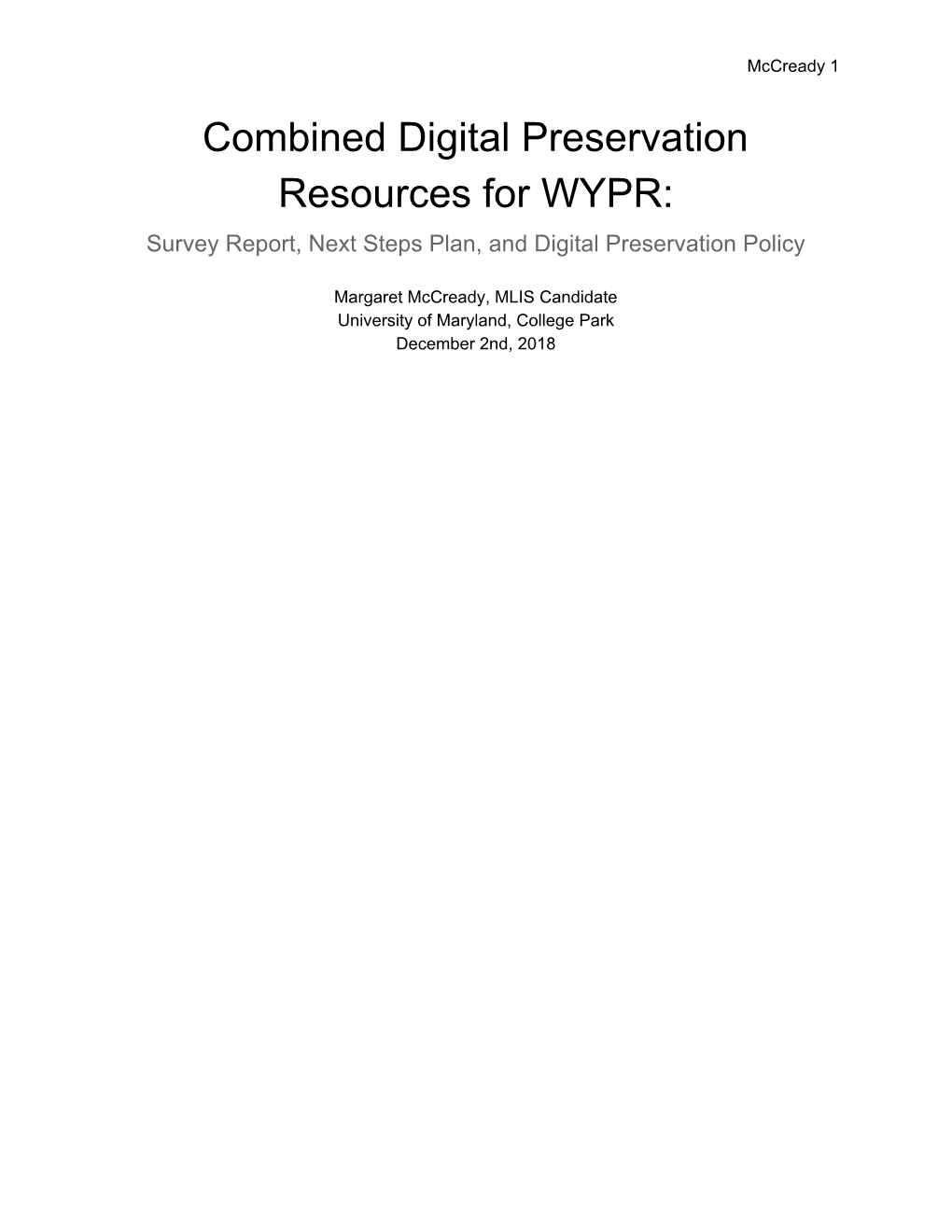 Combined Final WYPR Report and Policy