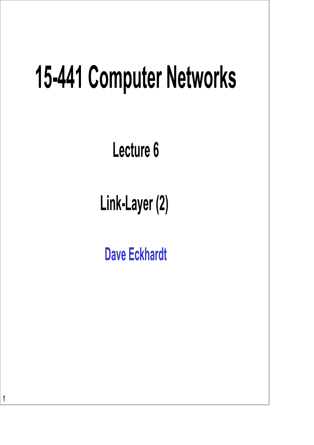 15-441 Computer Networks