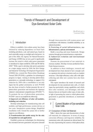 Trends of Research and Development of Dye-Sensitized Solar Cells