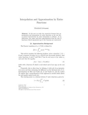 Interpolation and Approximation by Entire Functions
