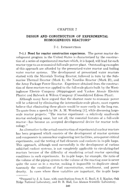 Design and Construction of Experimental Homogeneous Reactors*