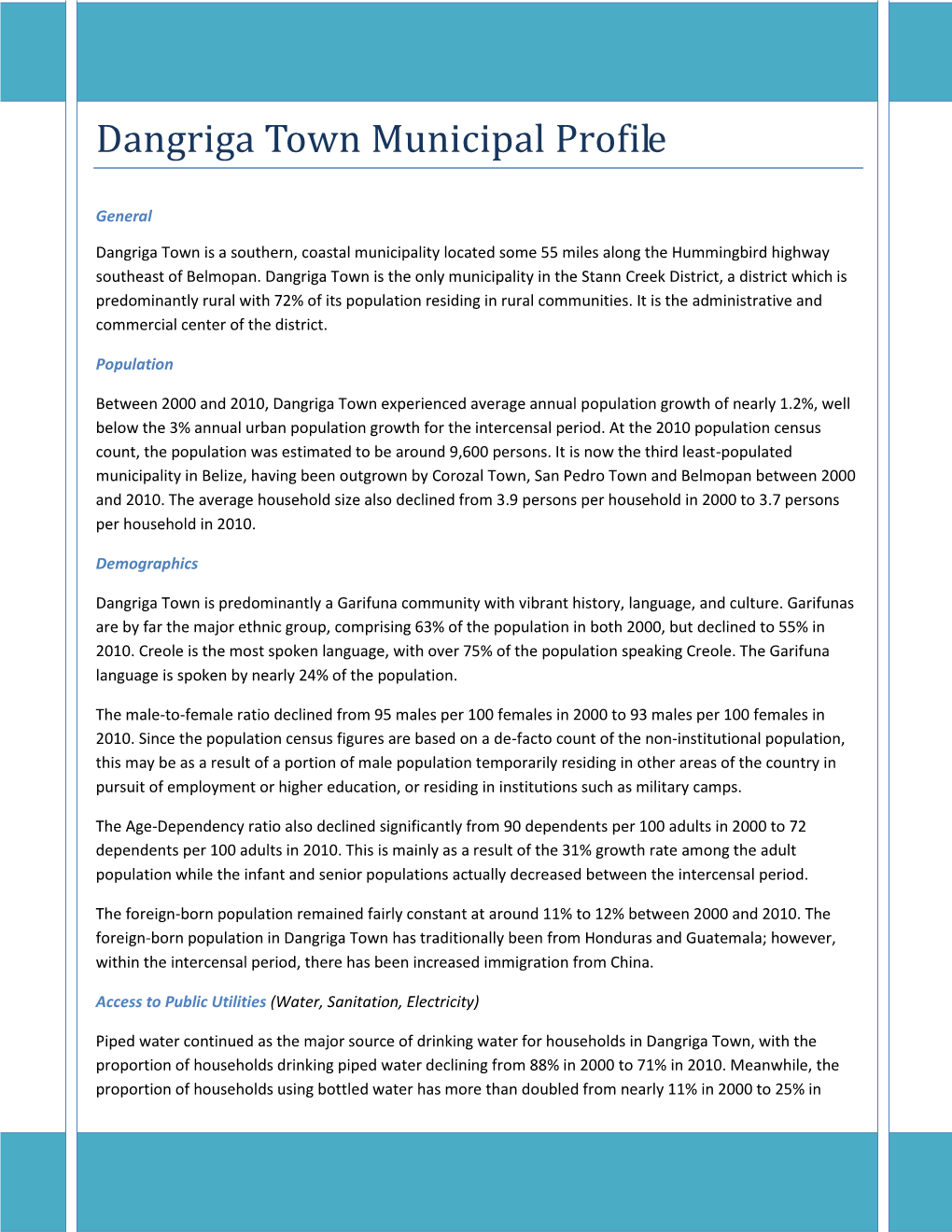 Dangriga Town Municipal Profile