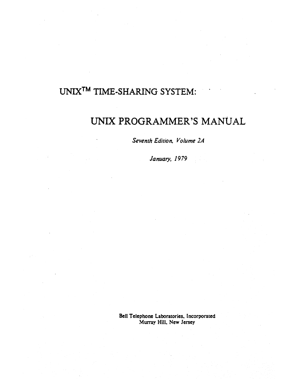 Unix Programmer's Manual